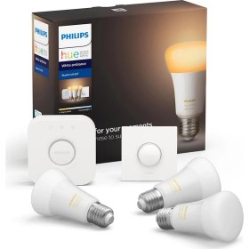 Resim Philips Hue Beyaz Ambiyans Akıllı Başlangıç Seti 3'lü Akıllı Butonlu E27 Bluetooth 