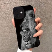 Resim Siyanetli Aslan Desenli Siyah Cep Telefonu Kılıfı C731, iPhone 15ProMax/14Plus/13ProMax/12/11/7/7P/IX/XR/XSMax için 