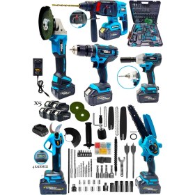 Resim Kömürsüz Motor 5 Akülü 6lı Set Prof. Dal Budama Makas Kırıcı Taşlama Matkap Somun Sıkma Makine Seti 