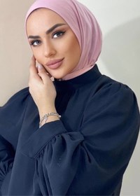 Resim Organic Scarfs Hijabchi Kadın Tesettür Pudra Pembe Çıtçıtlı Boyunluk Hijap Bone Model Eşarp Şal 