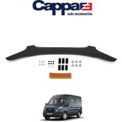 Resim Cappafe Ford Transit Ön Kaput Koruyucu Rüzgarlığı 4mm Akrilik (ABS) Piano Black 2019 Ve Sonrası 