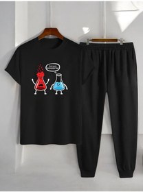 Resim Unisex Fazla Tepki Verdiğinizi Düşünüyorum Baskılı Eşofman Takımı Siyah 