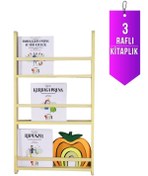 Resim Loolpi Home Montessori Kitaplık Doğal Ahşap Çok Amaçlı Raflar 