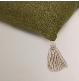 Resim Moon Püskül Detaylı Kırlent Kılıfı Koyu Yeşil 