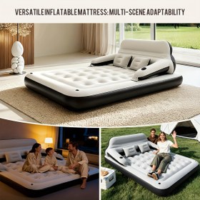 Resim 2 Kişilik Şişme Yatak Sırt Desteği, Başlık ve Yastıklarla - Dayanıklı Vinil Kılıf, Taşınabilir Katlanabilir Tasarım İç/Dış Mekan Kullanımı, Kamp, Yürüyüş, Plaj, Oktoberfest ve Parti Hediyeleri - Dikdörtgen Şekil, Pompa Gerekmez, Şişme Yatak 