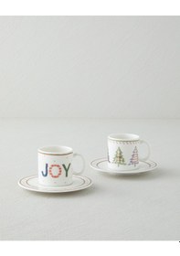 Resim English Home Wishful Bone Porselen 4 Parça 2 Kişilik Kahve Fincan Takımı 90 Ml Kırmızı - Yeşil Kırmızı - Yeşil 