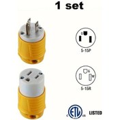 Resim Wangxi 1/3/5 Adet Erkek Ve Dişi Konnektör Seti, Nema 5-15r 15a 125v Sarı Rv Priz Seti 