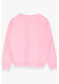 Resim Breeze Kız Çocuk Sweatshirt Yazı Baskılı 9-14 Yaş, Neon Pembe Neon Pembe 