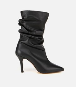 Resim Hotiç Kadın Deri Siyah Büzgülü Sivri Burunlu İnce Topuklu Bot 01boh312730a100 01boh312730a100 Siyah 