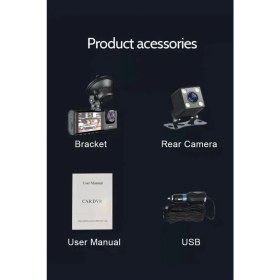 Resim Tp Buğz Siyah 1080P Araç Içi 3 Kameralı LCD Ekranlı Gece Görüşlü , G-Sensör , Geri Görüş Kamera 
