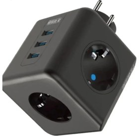 Resim YDGR Termal Akım Korumalı Priz Çoklayıcı - 3 USB - 3 Priz Girişli Küp Priz 