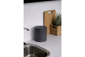 Resim Sas Haus Lines Lüks Çizgili Tezgah Üstü Mutfak Çöp Kovası - Gri Kapaklı Atık Kutusu 5 Litre 3372 