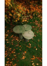 Resim Ahşap 3 Lü El Yapımı Mantar Sehpa Çimen Yeşili Yeşil 