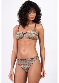 Resim Endeep Kadın Ayarlanabilir Askılı Lurex Desenli Toparlayıcı Bikini Takımı Mavi 