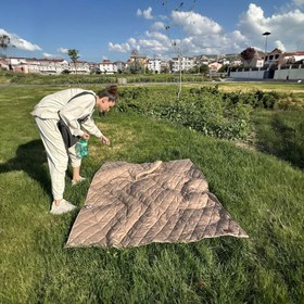 Resim Büyük Boy Kapitone Oyun Halısı - Kestane - 150*150 / Natural 