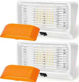 Resim Motion003 Pratik Işık Anahtarı Rv Dış Kapı 12v 320 Lümen Aydınlatma Armatürü 2 Adet Paket Karavan Römork Beşinci Tekerlek Yedek Aydınlatma Açık Mercekli Beyaz Sarı Tonlu 