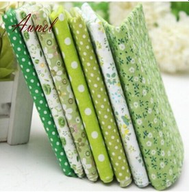 Resim Yeşil 25 X25cm Pamuk Çiçek Noktalı Takım Kendin Yap Yorgan 