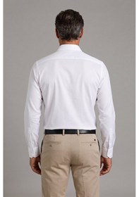 Resim Bisse Beyaz Regular Fit Cepsiz Klasik Uzun Yaka Saten Gömlek Gmkls252187 D01 