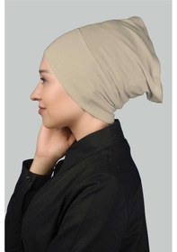 Resim Altobeh Hazır Pratik Geçmeli Uzun Boru Tesettür Bonesi - Kum Beji 