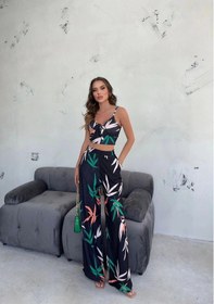 Resim Hgfashion Yaprak Desen İkili Takım Siyah 