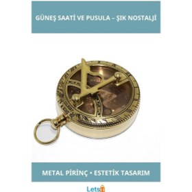 Resim Pirinç Güneş Saati Denizci Tarzı Zarif Dekoratif Pusula 1 Adet 