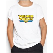 Resim Wonder Woman Vintage Beyaz Çocuk Tişört Beyaz 
