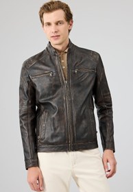 Resim Kobe Erkek Bronz Deri Ceket - Metalik / L 