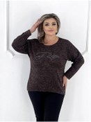 Resim Luckyco Büyük Beden Angora Sıcak Kazak 281594274 Kahverengi 