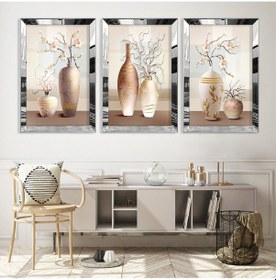 Resim Minimalist Soyut Desen Gümüş Pleksi Kenar Mdf Tablo 