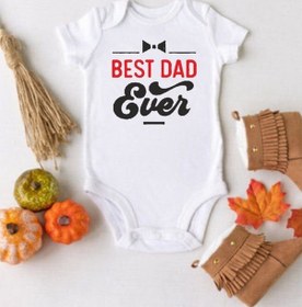 Resim Tuğbababy Baby You Are Best Dad Desenli Organik Çıtçıtlı Body Kız Erkek Beyaz 