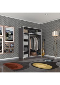 Resim Kenzlife giysi dolabı necmettin 150*120*40 gri gardırop 