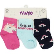 Resim Panço Kız Bebek Unicorn Temalı 3'lü Soket Çorap 
