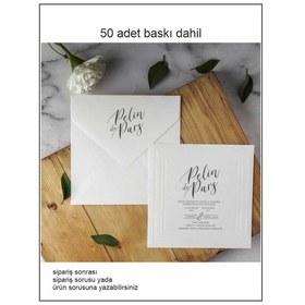 Resim Sade Düğün Davetiyesi Kare 50 Adet 