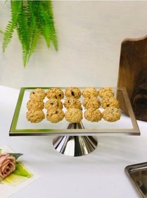 Resim Gümüş Ayaklı Dikdörtgen Kek, Kurabiye Ve Pasta Standı 