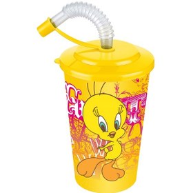 Resim Tweety Kapaklı Pipetli Bardak 400 Ml 