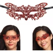 Resim Kırmızı Dantel Masquerade Maskesi 9 No 