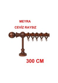 Resim Meyra Demonte Başlıklı Ahşap Rustik Perde Askısı - Raysız -ceviz 300 Cm Ceviz 