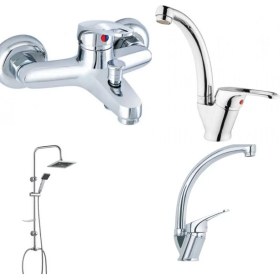 Resim Aksesuaros Mix Banyo + Kuğu Lavabo + Evye Bataryası ve Robot Duş Takımı 