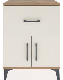 Resim Arges Komodin 3 Raflı Tek Çekmeceli 2 Kapaklı 60x30x80 Çam-ay... Çam 