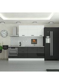 Resim 225 Cm Mutfak Dolabı Mdf Kapak Tezgah Dahil Yrkn225 99 Siyah 