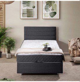 Resim Sofia Tek Kişilik Baza Başlık Comfort Yatak Seti Antrasit 90 x 190 
