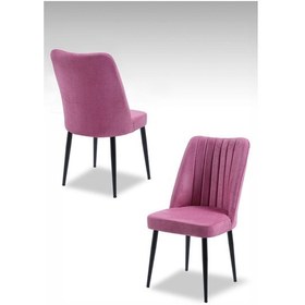 Resim Vento Sandalye - Jerika Pembe- Metal Siyah Ayak 2 Adet - Salon Sandalyesi / Mutfak Sandalyesi Gül Kurusu 