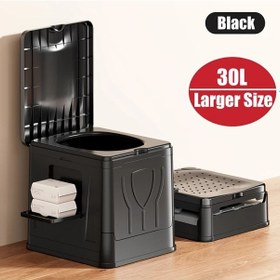 Resim Chuangyinshop Siyah Taşınabilir Kamp Tuvaleti Büyük Boy Kapaklı Katlanır Yetişkin Komod Rv Plaj Tekne 