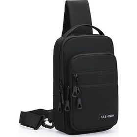 Resim Vkemall Siyah Usb Şarjlı Çapraz Çanta - Su Geçirmez Oxford Kumaş, 17x7x29 Cm Boyutları 