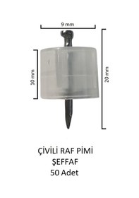 Resim Çivili Raf Pimi Şeffaf 50 Adet Şeffaf 