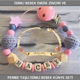 Resim Sahi Aksesuar İsimli Bebek Emzik Zinciri ve İsimli Bebek Künye Seti BEZYI312 Mavi 