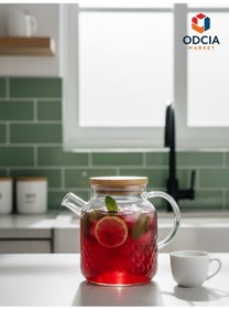 Resim Pineapple Isıya Dayanıklı 1800 Ml Borosilikat Cam , Bambu Kapaklı Süzgeçli Demlik Şeffaf 