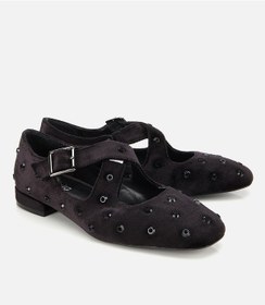 Resim Hotiç Kadın Siyah Kadife Taşlı Çapraz Bantlı Babet 01ayh314680a100 01ayh314680a100 Siyah 