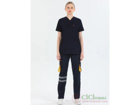 Resim Cici Forma Zarf Yaka Koyu Lacivert Üst 