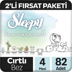 Resim Sleepy Bio Natural 2'li Fırsat Paketi Bebek Bezi 4 Numara Maxi 82 Adet Cırtlı Bez (2 paketi) 
